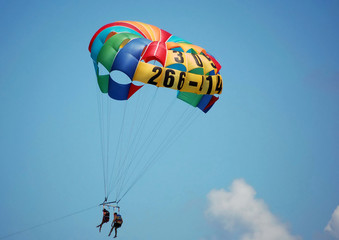 two people parasailing