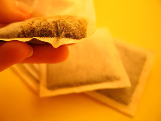 teabags and hand