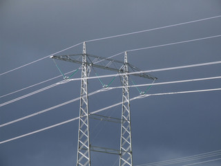high tension pylon and lines