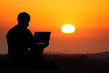 laptop sunset