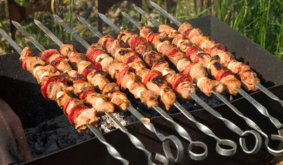 shish kebab from pork with tomatoes