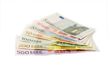 Obraz na płótnie Canvas euro banknotes from five up to five hundred