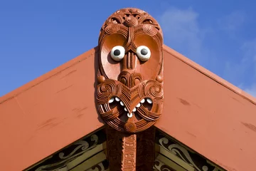 Poster carved maori warrior © Wendy Kaveney
