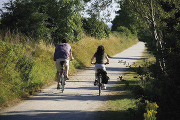 cycle way and footpath couple cycling