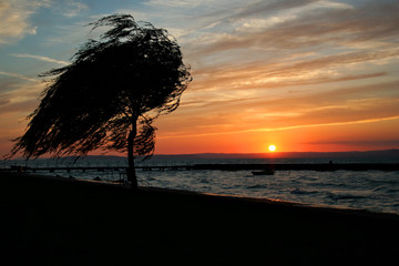 sunset at lake balaton