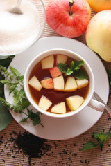 tea with apples and mint.