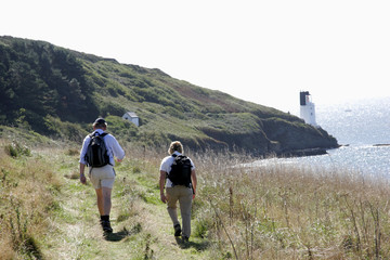 hikers on the south west way, cornwall