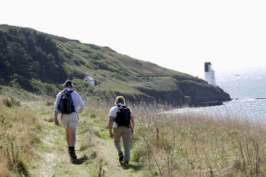hikers on the south west way, cornwall