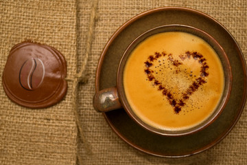 coffee with chocolate heart