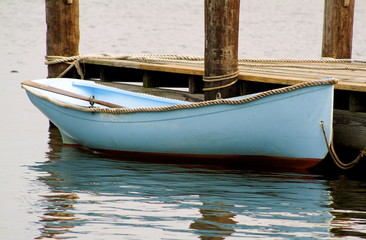 blue rowboat on the chesapeake bay