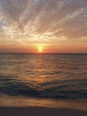 beach sunset w/cloud furrows