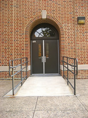 school door with wheelchair ramp