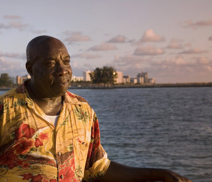 caribbean man enjoys sunset