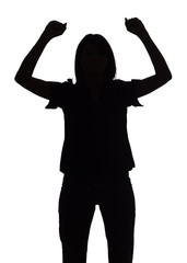 silhouette of woman with arms up