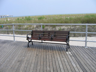 empty boardwalk bench