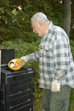 senior making his compost