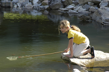 girl at pond