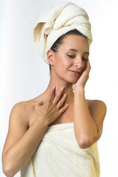 beautiful women in towel