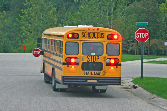 school bus at stop sign