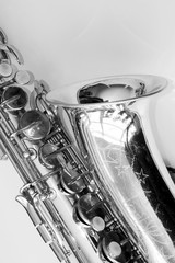 black and white vintage saxophone