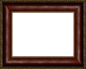 antique dark wooden picture frame isolated