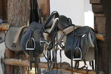 Keuken foto achterwand Paardrijden saddles