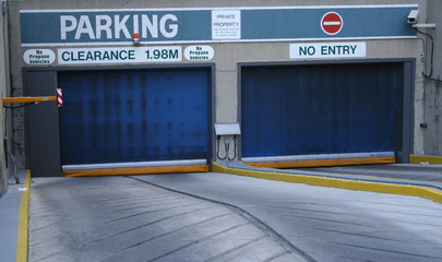 entrance to parking garage