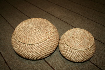 Fototapeta na wymiar two round wattled baskets
