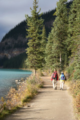 elderly couple walking