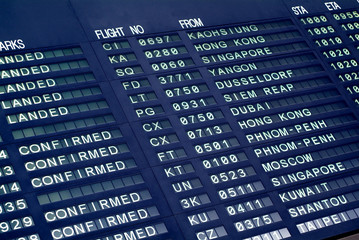 arrival board at airport