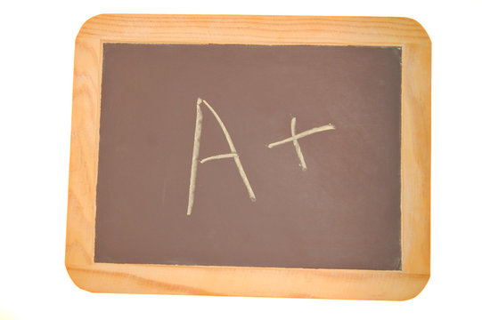 chalkboard with an a plus written on it