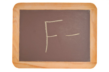 chalkboard with an f minus written on it