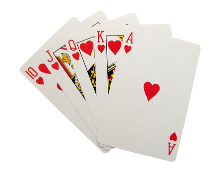  playing cards isolated - royal flush