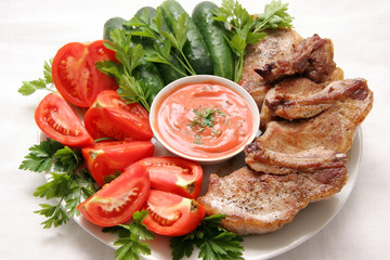 meat and vegetables.