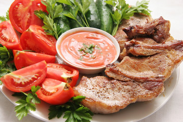 meat and vegetables.