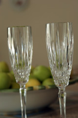 two champagne glasses