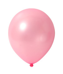 pink balloon on white with path - obrazy, fototapety, plakaty