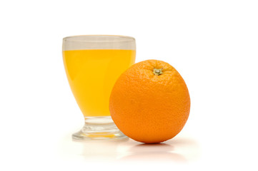 orange and orange juice isolated in white