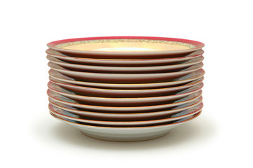 stacked plates isolated on white