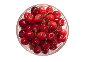 cherries in a glass bowl