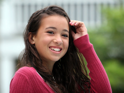 happy asian teen girl  smiling