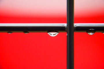 water drops on the fence