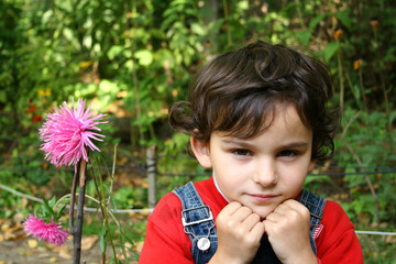 the boy in a garden.