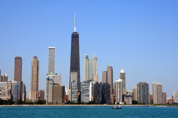 Fototapeta na wymiar Skyline Chicago z jeziora Michigan