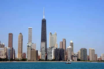 Fotobehang chicago skyline from lake michigan © Spiroview Inc.