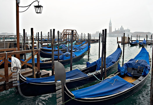 venice view with gondolas.