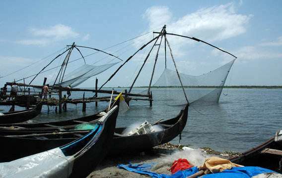 india, cochin: chinese fiching nets