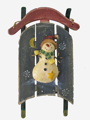 sledding snowman ornament