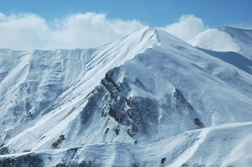 mountains under snow in winter