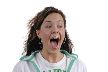 portrait young woman shouting